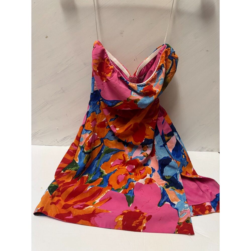Princess Polly Pink Orange Abstract Floral Dress Size US 4 / AU 8